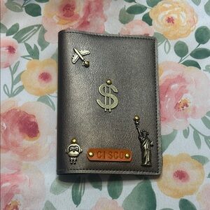 Personalized “CISCO” pewter gray Passport Holder with Gold Accents